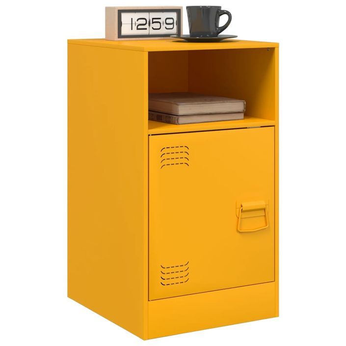 Tables de chevet 2 pcs jaune moutarde 34,5x39x62 cm acier - Photo n°3