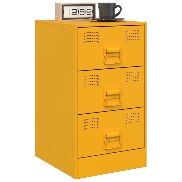 Tables de chevet 2 pcs jaune moutarde 34,5x39x62 cm acier - Photo n°3