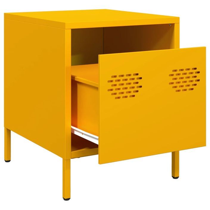 Tables de chevet 2 pcs jaune moutarde 35x39x43,5 cm acier - Photo n°4