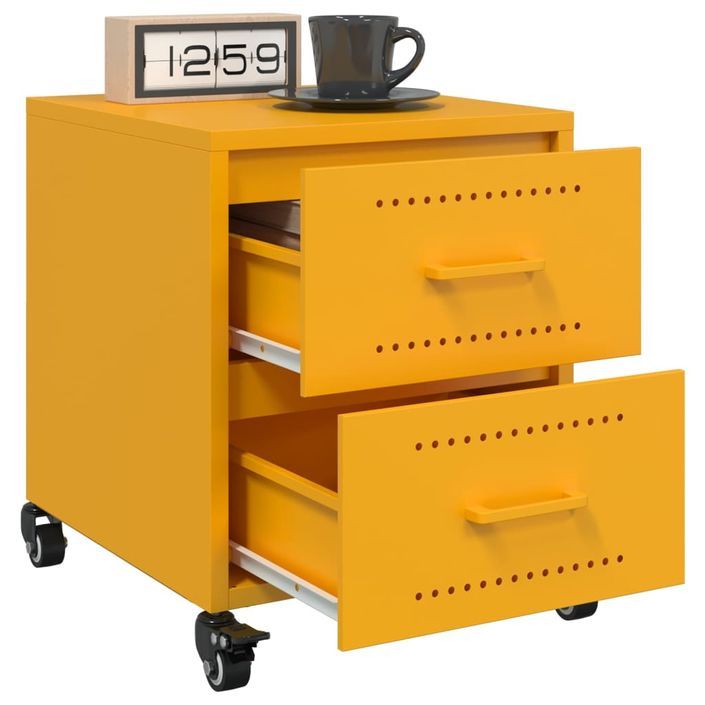 Tables de chevet 2 pcs jaune moutarde 36x39x43,5 cm acier - Photo n°4