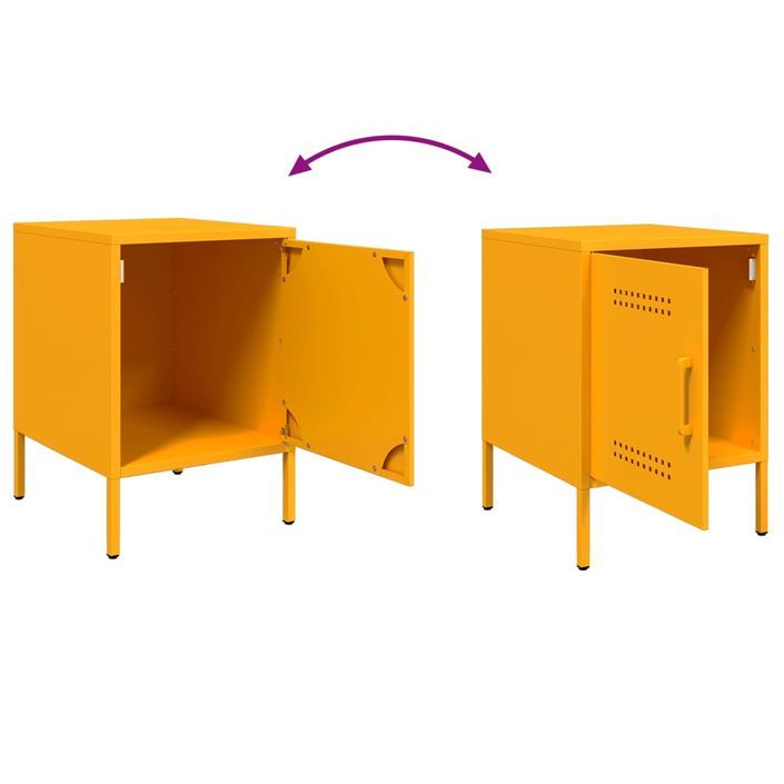 Tables de chevet 2 pcs jaune moutarde 36x39x50,5 cm acier - Photo n°10