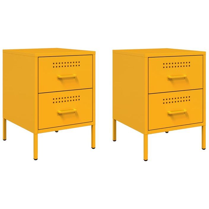 Tables de chevet 2 pcs jaune moutarde 36x39x50,5 cm acier - Photo n°2