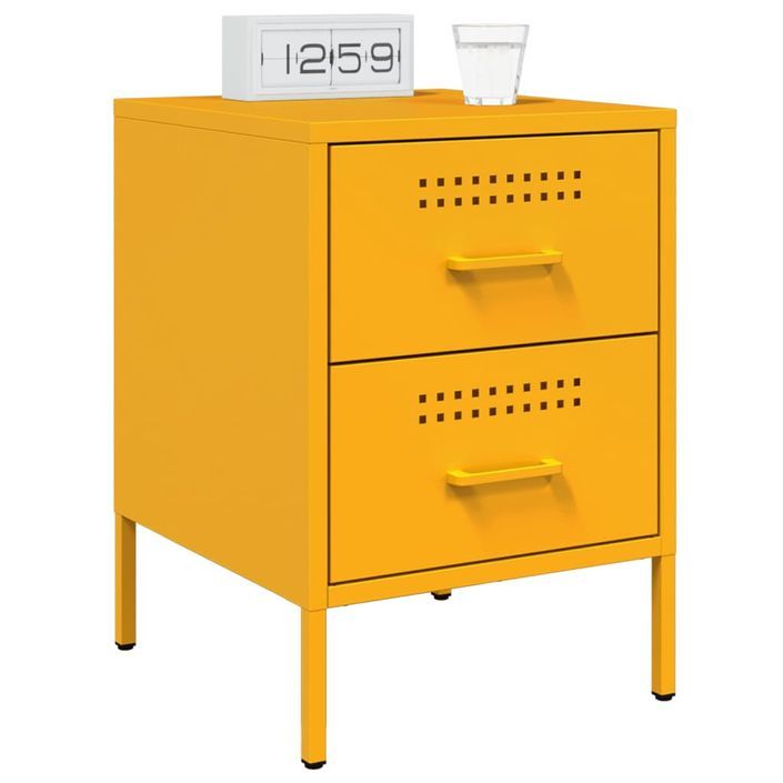 Tables de chevet 2 pcs jaune moutarde 36x39x50,5 cm acier - Photo n°3