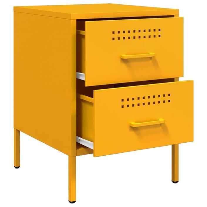 Tables de chevet 2 pcs jaune moutarde 36x39x50,5 cm acier - Photo n°9