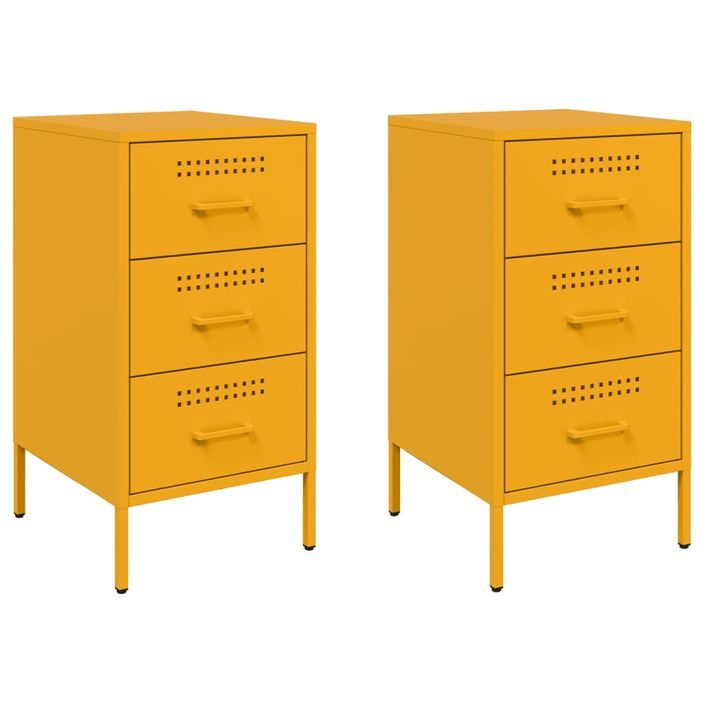 Tables de chevet 2 pcs jaune moutarde 36x39x68 cm - Photo n°2