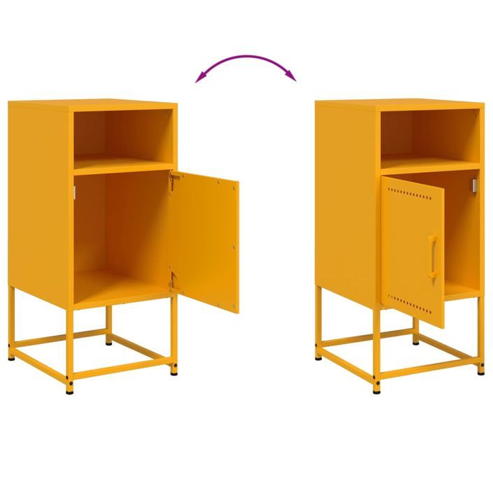 Tables de chevet 2 pcs jaune moutarde 36x39x78 cm acier - Photo n°10