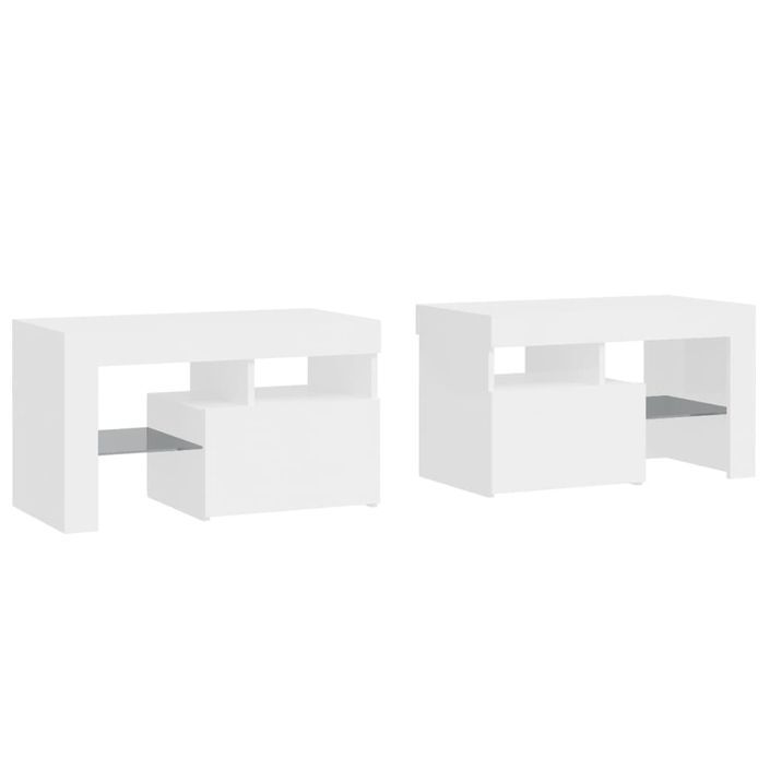 Tables de chevet 2 pcs lumières LED Blanc brillant 70x36,5x40cm - Photo n°3