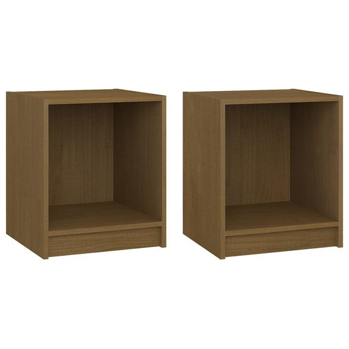 Tables de chevet 2 pcs Marron miel 35,5x33,5x41,5 cm Pin massif - Photo n°1