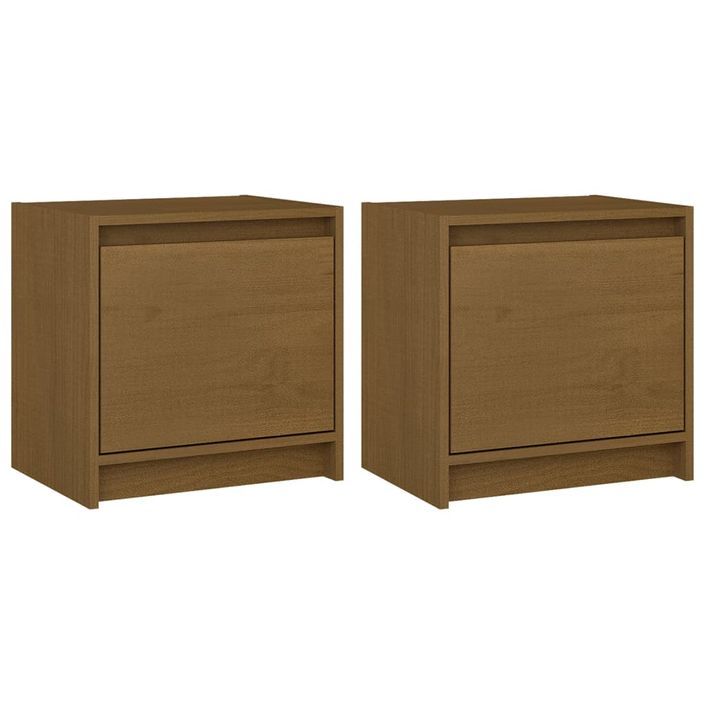 Tables de chevet 2 pcs Marron miel 40x30,5x40 cm Bois de pin - Photo n°1