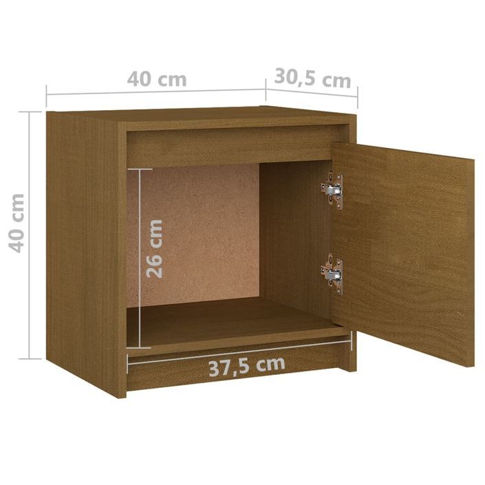 Tables de chevet 2 pcs Marron miel 40x30,5x40 cm Bois de pin - Photo n°9