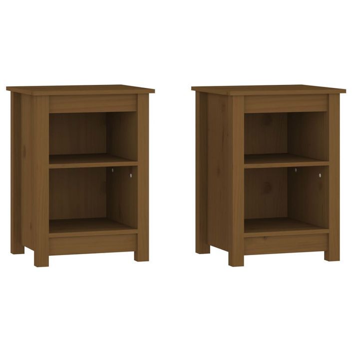 Tables de chevet 2 pcs Marron miel 40x35x55 cm Bois pin massif - Photo n°2