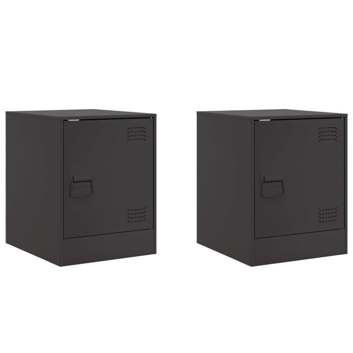 Tables de chevet 2 pcs noir 34,5x39x44 cm acier - Photo n°2