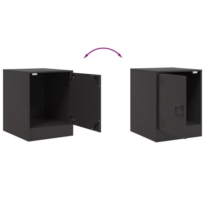 Tables de chevet 2 pcs noir 34,5x39x44 cm acier - Photo n°10