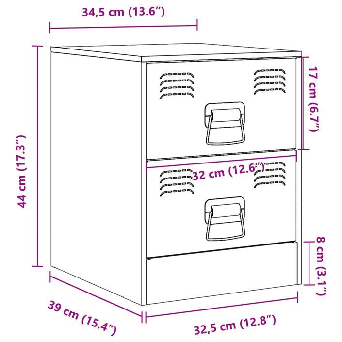 Tables de chevet 2 pcs noir 34,5x39x44 cm acier - Photo n°12