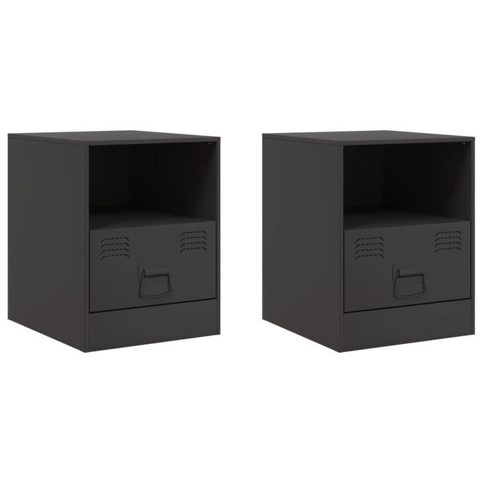 Tables de chevet 2 pcs noir 34,5x39x44 cm acier - Photo n°2