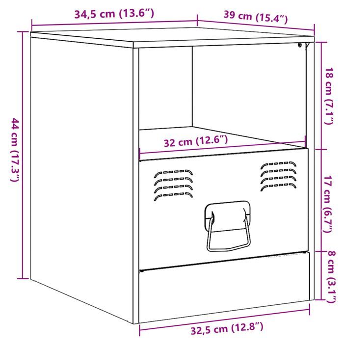 Tables de chevet 2 pcs noir 34,5x39x44 cm acier - Photo n°11