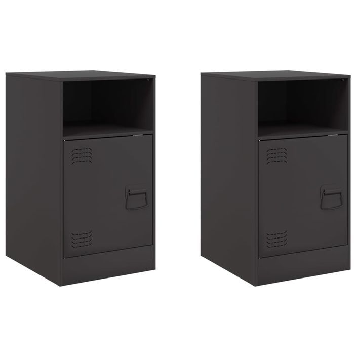 Tables de chevet 2 pcs noir 34,5x39x62 cm acier - Photo n°2