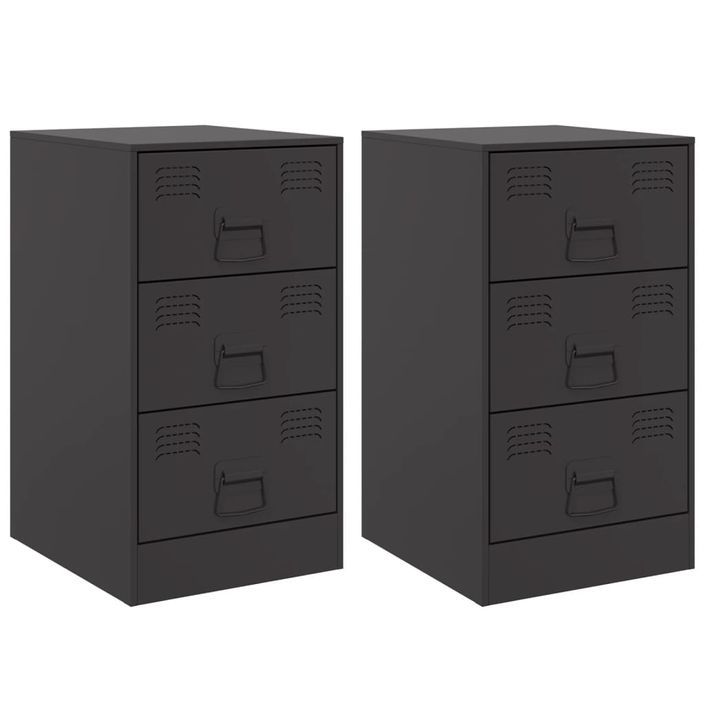 Tables de chevet 2 pcs noir 34,5x39x62 cm acier - Photo n°2