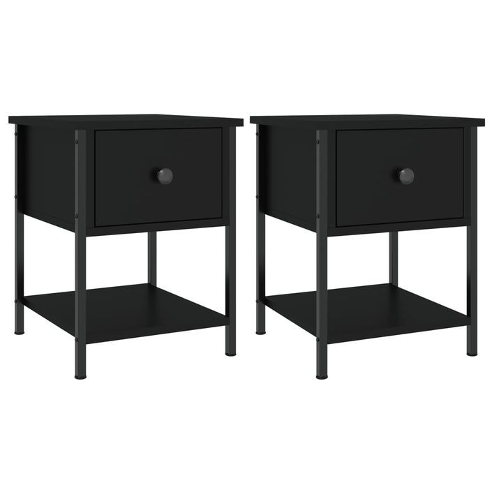 Tables de chevet 2 pcs noir 34x35,5x45 cm bois d'ingénierie - Photo n°2