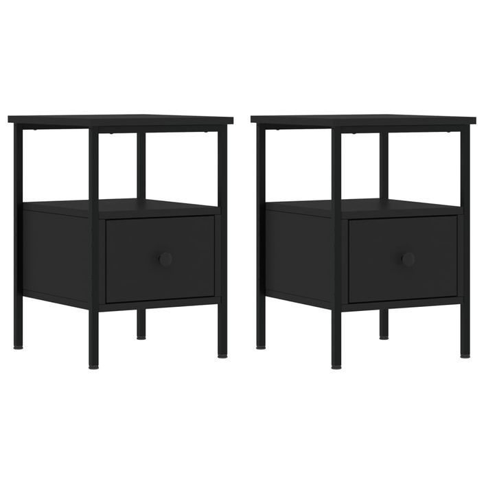 Tables de chevet 2 pcs noir 34x36x50 cm bois d’ingénierie - Photo n°1