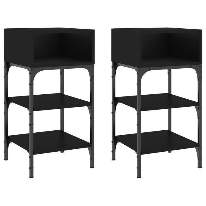 Tables de chevet 2 pcs noir 35x34,5x70 cm bois d'ingénierie - Photo n°1