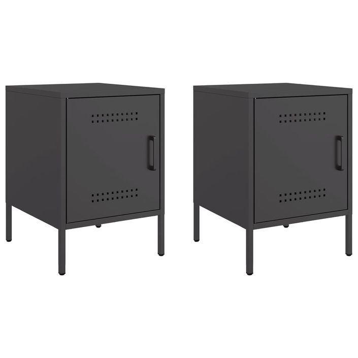 Tables de chevet 2 pcs noir 36x39x50,5 cm acier - Photo n°2