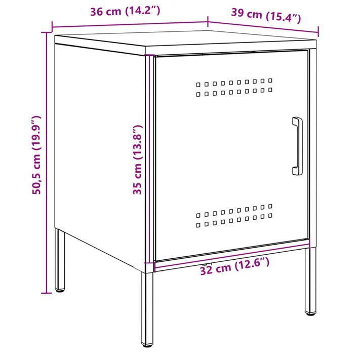 Tables de chevet 2 pcs noir 36x39x50,5 cm acier - Photo n°11