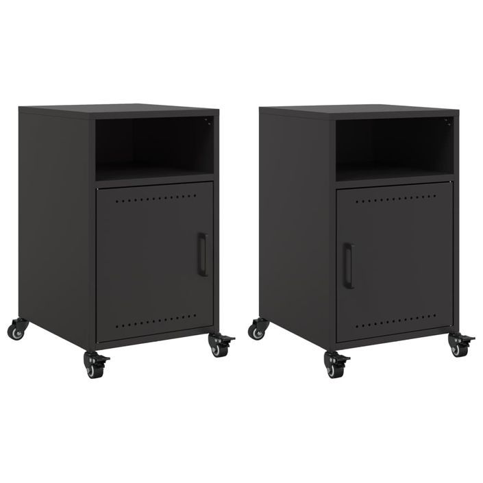 Tables de chevet 2 pcs noir 36x39x59 cm acier - Photo n°2