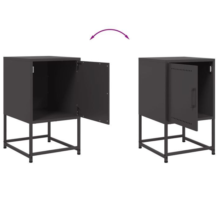 Tables de chevet 2 pcs noir 36x39x60,5 cm acier - Photo n°9