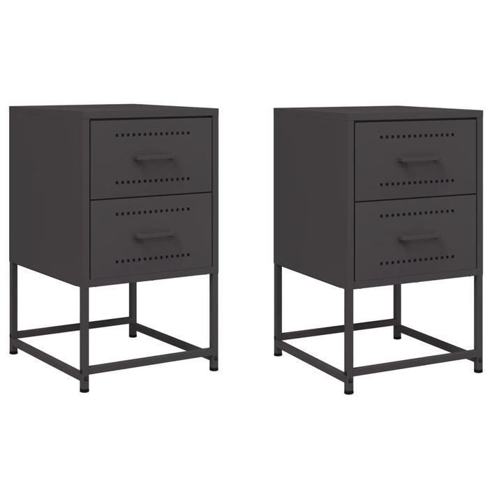 Tables de chevet 2 pcs noir 36x39x60,5 cm acier - Photo n°2