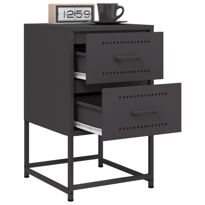 Tables de chevet 2 pcs noir 36x39x60,5 cm acier - Photo n°4