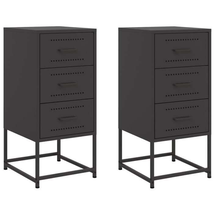 Tables de chevet 2 pcs noir 36x39x78 cm acier - Photo n°2