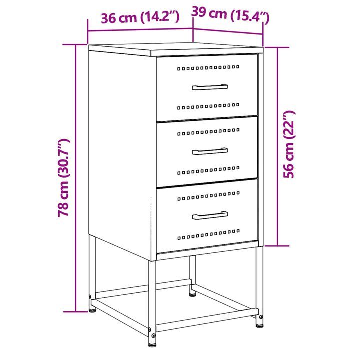 Tables de chevet 2 pcs noir 36x39x78 cm acier - Photo n°12