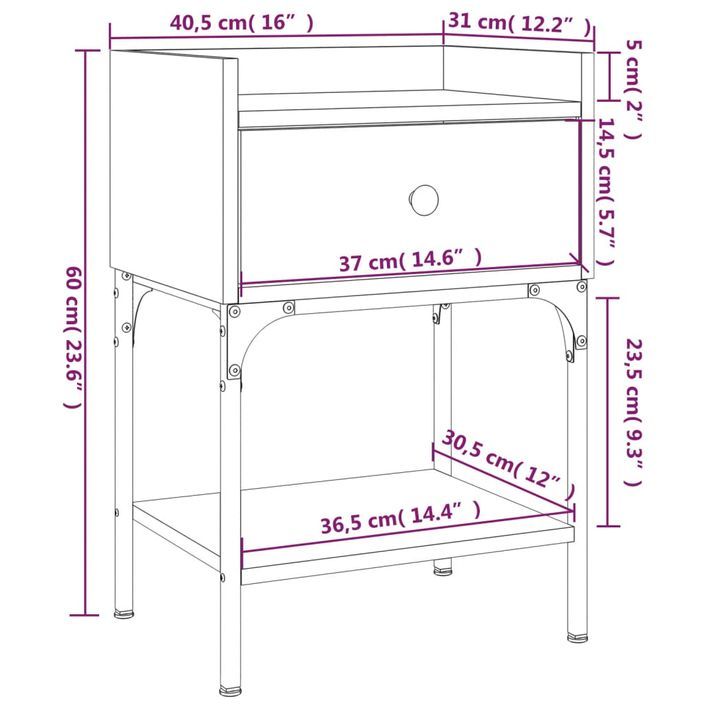 Tables de chevet 2 pcs noir 40,5x31x60 cm bois d’ingénierie - Photo n°12