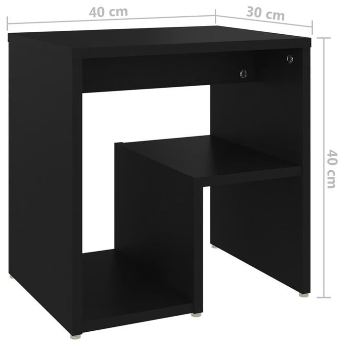 Tables de chevet 2 pcs Noir 40x30x40 cm - Photo n°8
