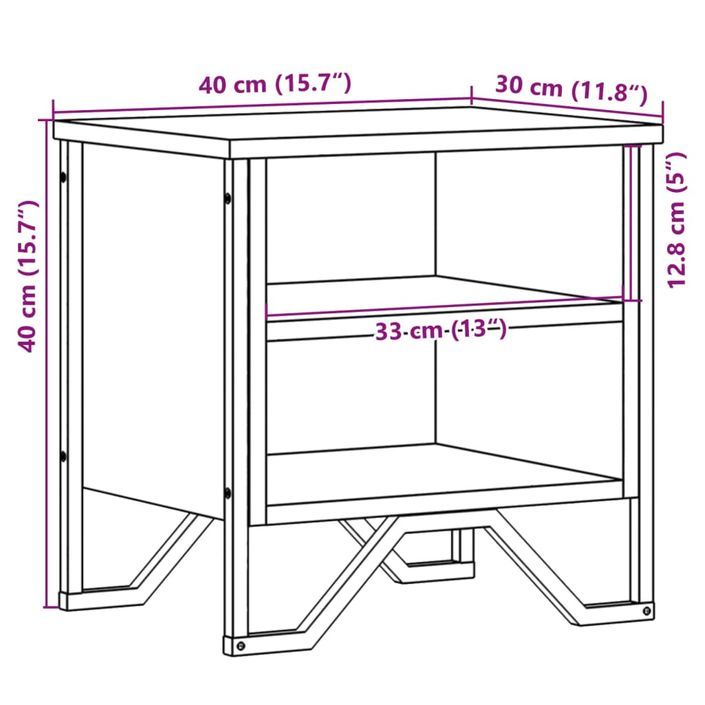 Tables de chevet 2 pcs noir 40x30x40 cm bois d'ingénierie - Photo n°10