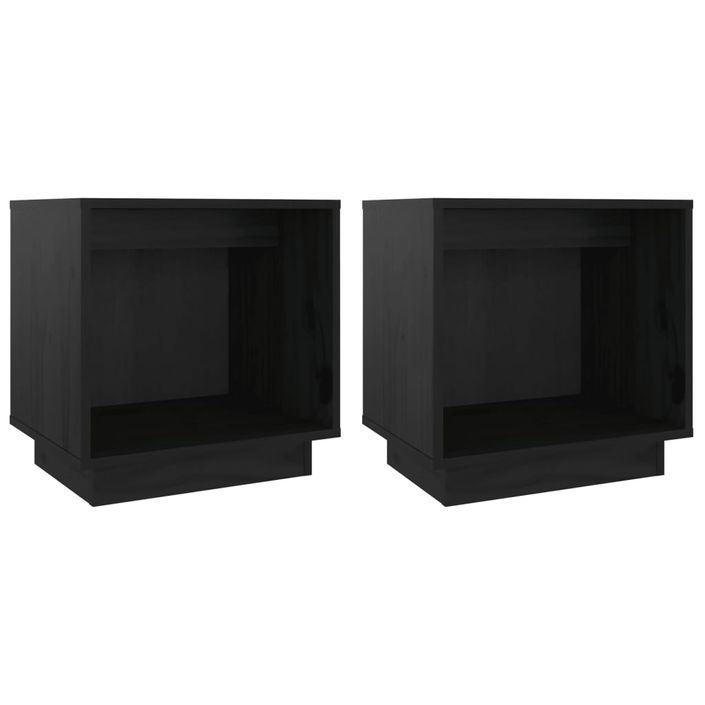 Tables de chevet 2 pcs Noir 40x30x40 cm Bois de pin solide - Photo n°2