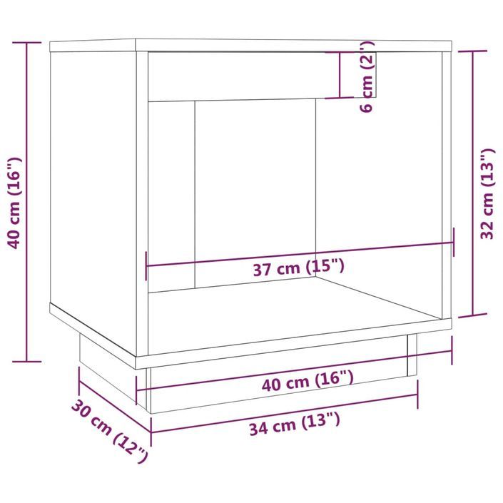 Tables de chevet 2 pcs Noir 40x30x40 cm Bois de pin solide - Photo n°8