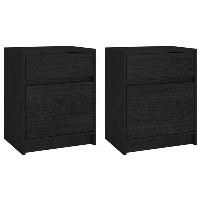 Tables de chevet 2 pcs Noir 40x31x50 cm Bois de pin massif - Photo n°1