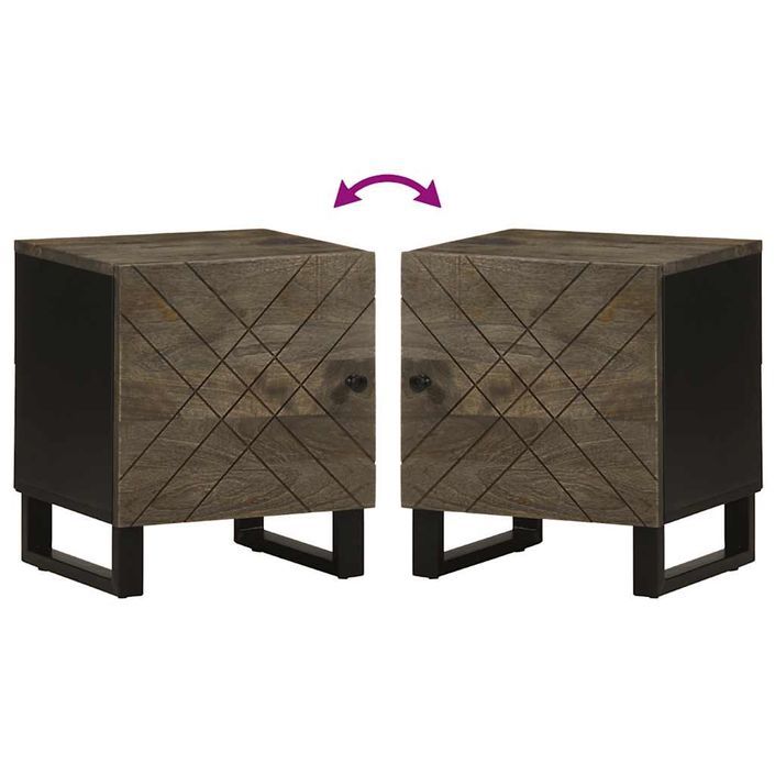 Tables de chevet 2 pcs noir 40x33x46 cm bois de manguier solide - Photo n°7