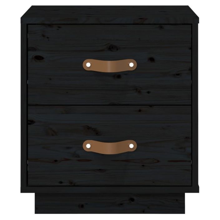 Tables de chevet 2 pcs Noir 40x34x45 cm Bois de pin massif - Photo n°7