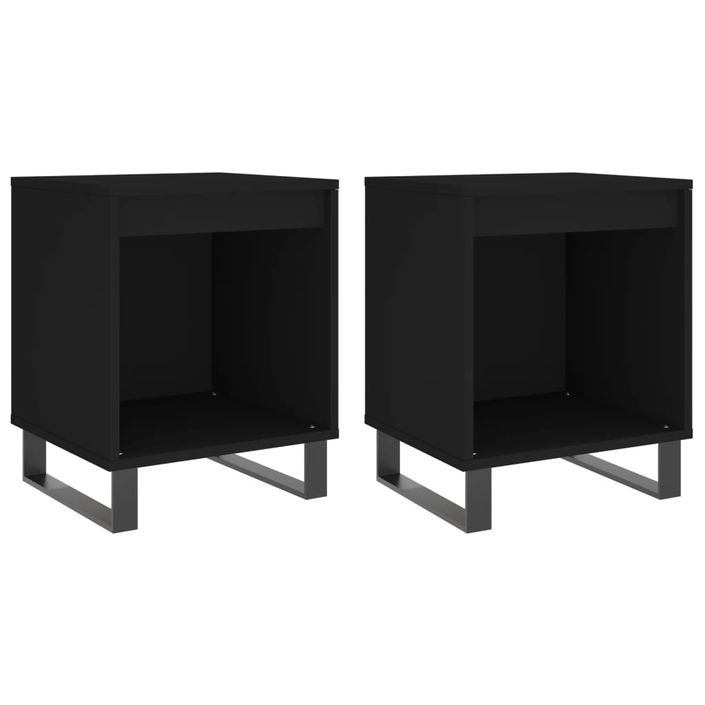 Tables de chevet 2 pcs noir 40x35x50 cm bois d’ingénierie - Photo n°1