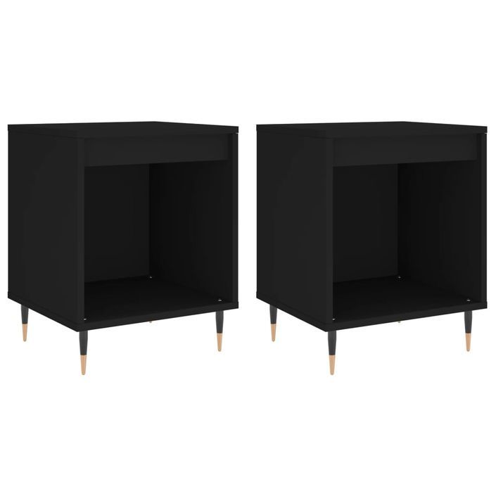 Tables de chevet 2 pcs noir 40x35x50 cm bois d’ingénierie - Photo n°1