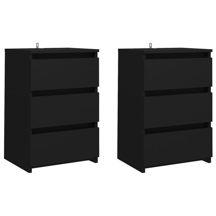 Tables de chevet 2 pcs Noir 40x35x62,5 cm - Photo n°1