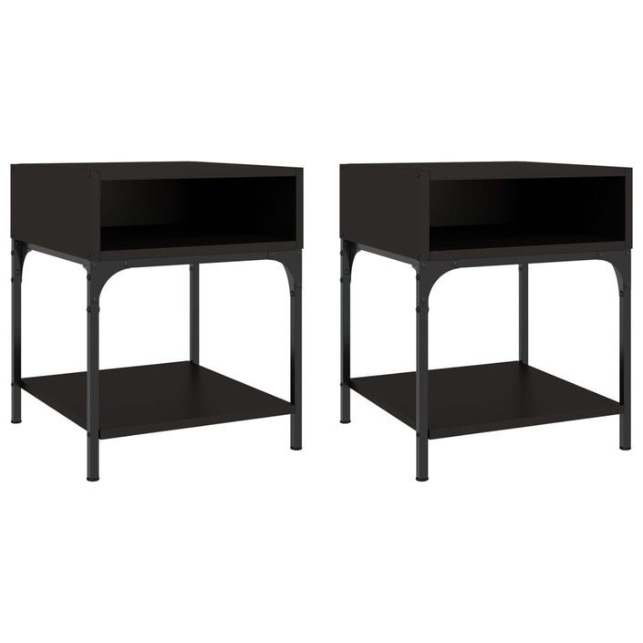 Tables de chevet 2 pcs noir 40x41x50 cm bois d’ingénierie - Photo n°1