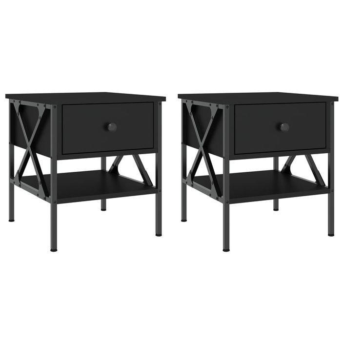 Tables de chevet 2 pcs noir 40x42x45 cm bois d’ingénierie - Photo n°1