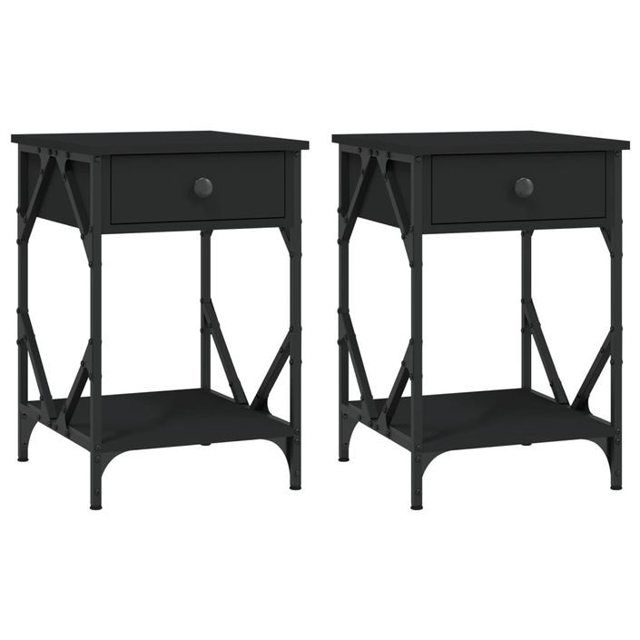 Tables de chevet 2 pcs noir 40x42x60 cm bois d'ingénierie - Photo n°2