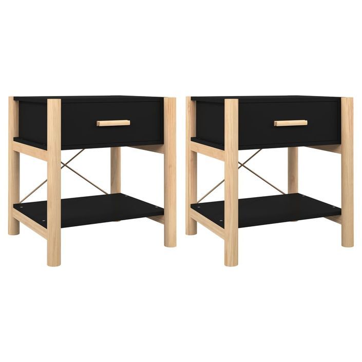 Tables de chevet 2 pcs Noir 42x38x45 cm Bois d’ingénierie - Photo n°2