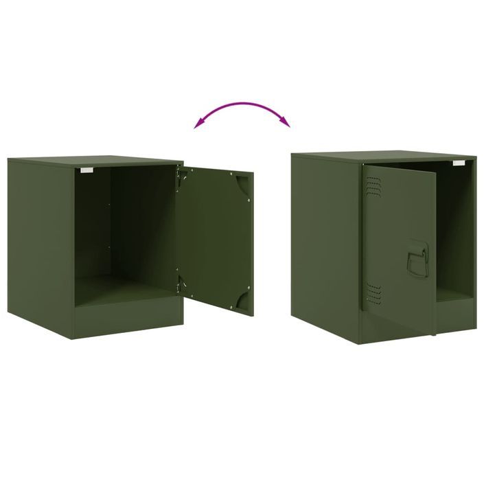 Tables de chevet 2 pcs noir vert olive 34,5x39x44 cm acier - Photo n°10