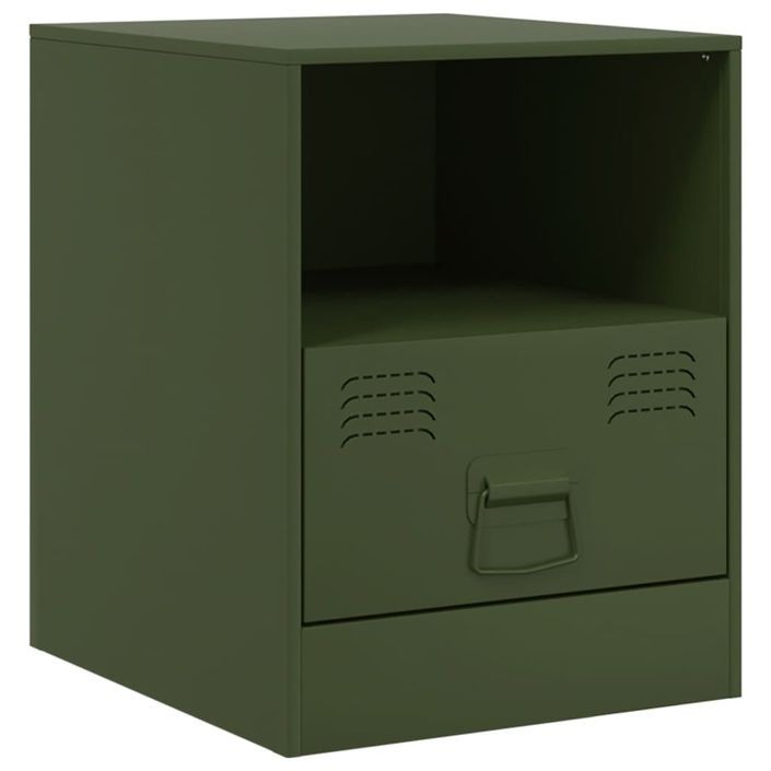 Tables de chevet 2 pcs noir vert olive 34,5x39x44 cm acier - Photo n°6